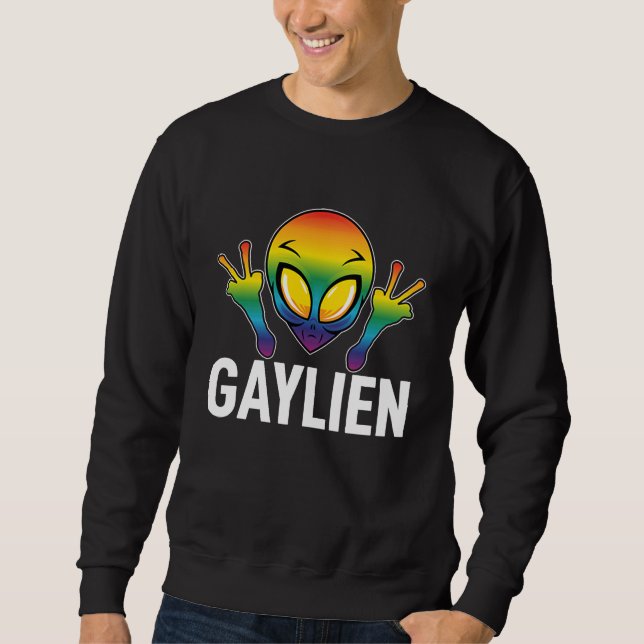 Gaylien Gay Alien We are all Human Rainbow Colour Sweatshirt (Vorderseite)