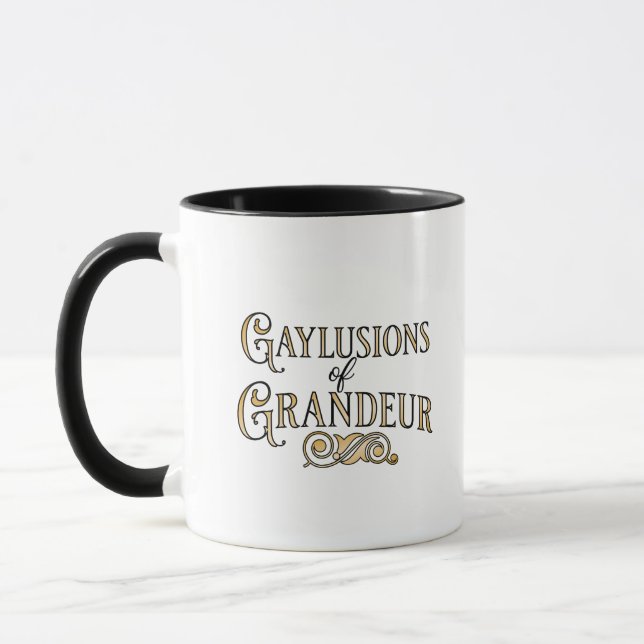 Gaylusions of Grandeur funny gay pun mug Tasse (Links)