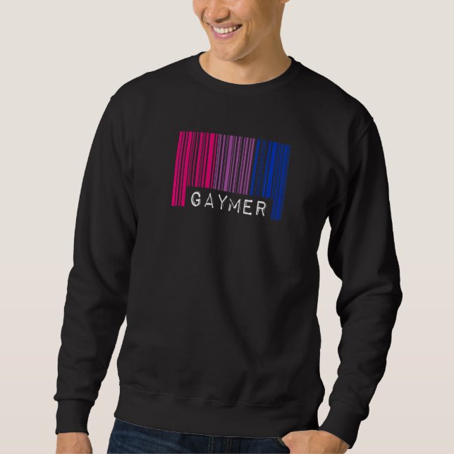 Gaymer Bisexual Pride Flag Barcode Video Games Ner Sweatshirt (Vorderseite)