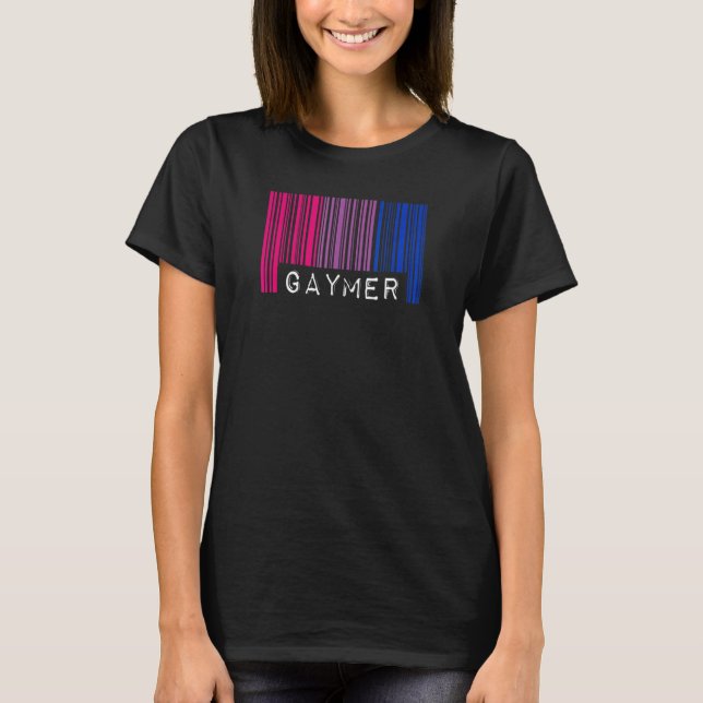 Gaymer Bisexual Pride Flag Barcode Video Games Ner T-Shirt (Vorderseite)