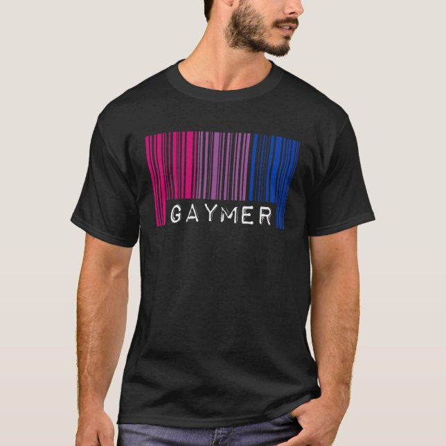 Gaymer Bisexual Pride Flag Barcode Video Games Ner T-Shirt (Vorderseite)