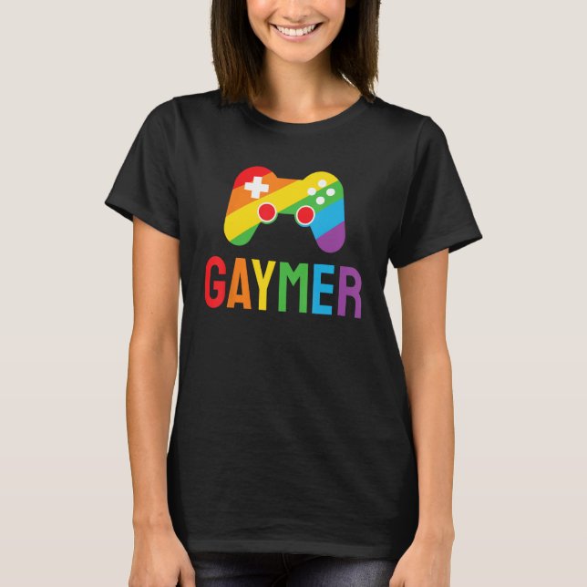 Gaymer Funny Gaming Lover LGBTQ+ Gay Gamer Rainbow T-Shirt (Vorderseite)