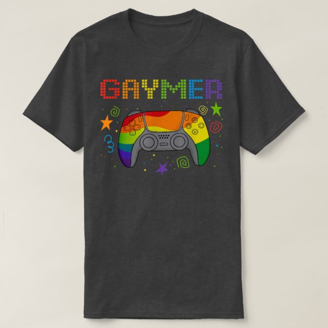 Gaymer Gay Pride Month Rainbow Gamepad LGBTQ T-Shirt (Design vorne)