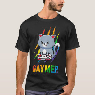Gaymer LGBT Cat Pride Rainbow Video Game Lovers G T-Shirt