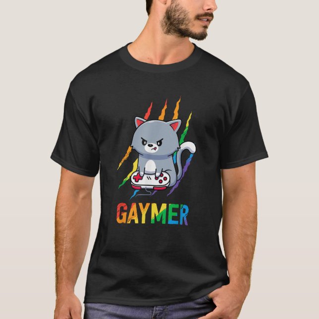 Gaymer LGBT Cat Pride Rainbow Video Game Lovers Gi T-Shirt (Vorderseite)
