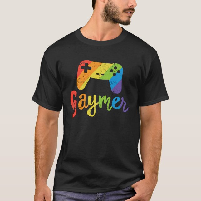 Gaymer LGBT Rainbow Pride Parade March Rally Gamer T-Shirt (Vorderseite)