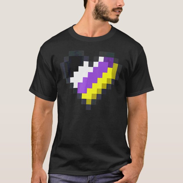 Gaymer Lgbt Retro Pride Nonbinary Gamer Pixel Hea T-Shirt (Vorderseite)