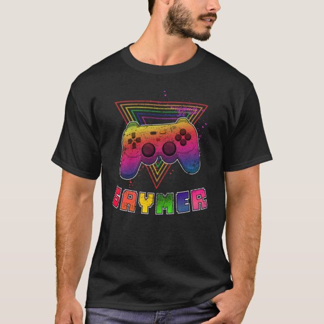 Gaymer LGBTQ Gay Video Gamer Console Regenbogen St T-Shirt (Vorderseite)
