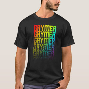 Gaymer Lgbtq+ Rainbow Gay Pride Text Fade Graphic T-Shirt
