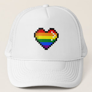 GAYMER PIXEL HERZ-LGBT-Preis Monat LGBTQ Retro Truckerkappe