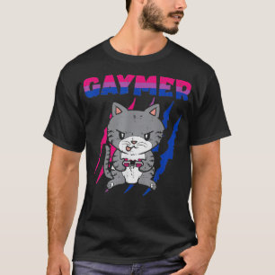 Gaymer Purride Cat Video Game Gamer LGBTQ Bisexuel T-Shirt
