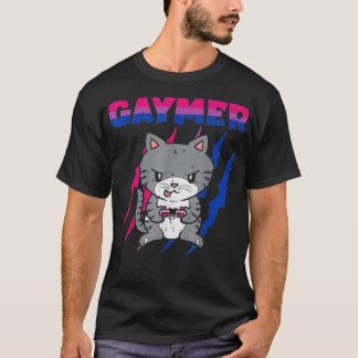 Gaymer Purride Cat Video Game Gamer LGBTQ Bisexuel T-Shirt