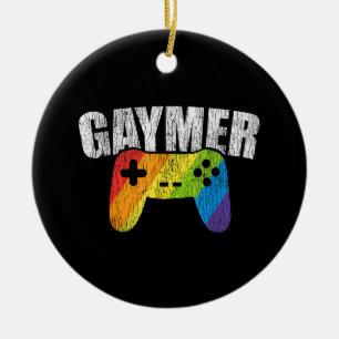 Gaymer Rainbow Flag Gaming Lesbian Gay Bisexual LG Keramik Ornament