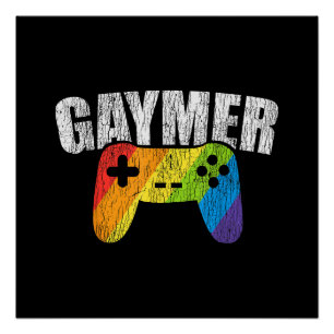 Gaymer Rainbow Flag Gaming Lesbian Gay Bisexual LG Poster