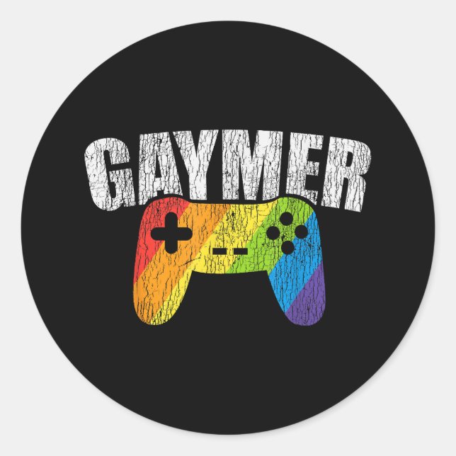 Gaymer Rainbow Flag Gaming Lesbian Gay Bisexual LG Runder Aufkleber (Vorderseite)