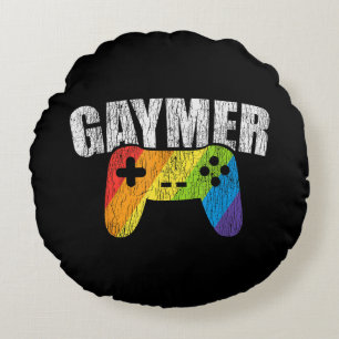 Gaymer Rainbow Flag Gaming Lesbian Gay Bisexual LG Rundes Kissen