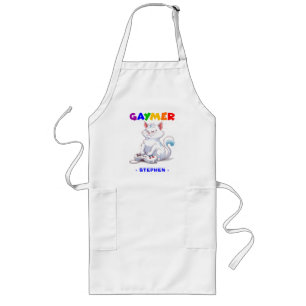 Gaymer - Rainbow Gaming Cat mit Konsole LGBTQ Lange Schürze