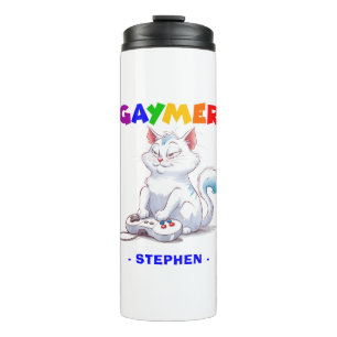 Gaymer - Rainbow Gaming Cat mit Konsole LGBTQ Thermosbecher