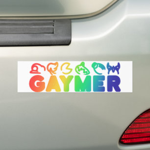 Gaymer   Rainbow Ombre Funny Gay Pride Button Autoaufkleber