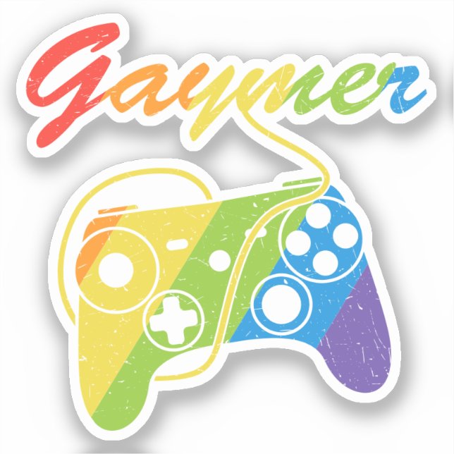 Gaymer | Rainbow Video Game Controller | Gaming Aufkleber (Vorderseite)