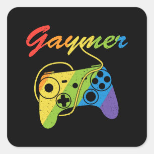 Gaymer   Rainbow Video Game Controller   Gaming Quadratischer Aufkleber