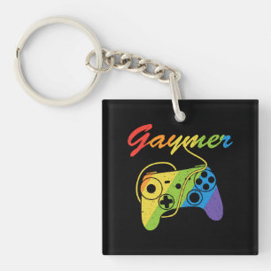 Gaymer   Rainbow Video Game Controller   Gaming Schlüsselanhänger