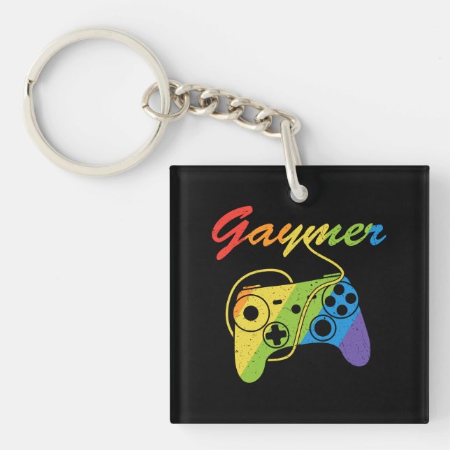 Gaymer | Rainbow Video Game Controller | Gaming Schlüsselanhänger (Vorderseite)
