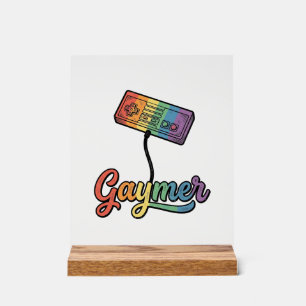 Gaymer Regenbogen Gamer Vektor-Shirt-Design_1 Acrylschild