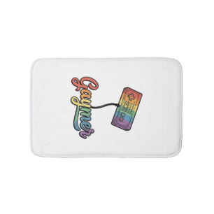 Gaymer Regenbogen Gamer Vektor-Shirt Design_1 Badematte