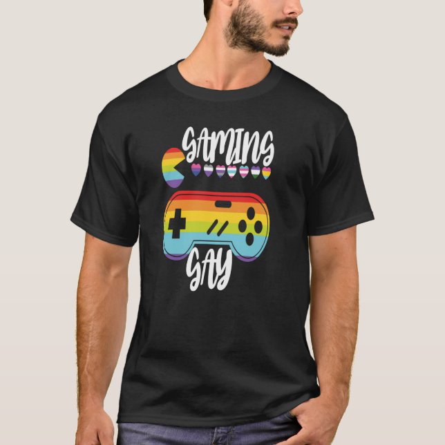 Gayming Gay Controller in Regenbogenfarben für Gam T-Shirt (Vorderseite)