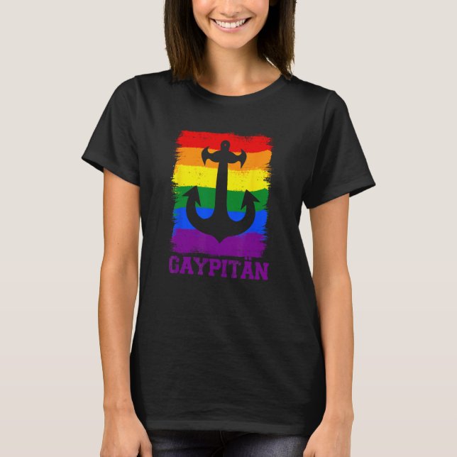 Gaypiter Gay und Captain Funny Retro Anchor LGBT T-Shirt (Vorderseite)
