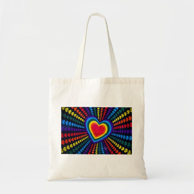 Gays Colors Heart Rainbow Muster Unterschiedliche  Tragetasche (Vorne)