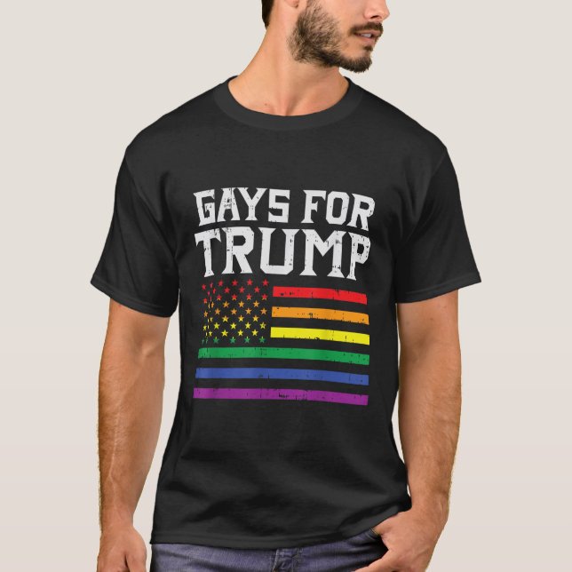 Gays for Trump USA Flag Pro Reelect Donald 2020 T-Shirt (Vorderseite)