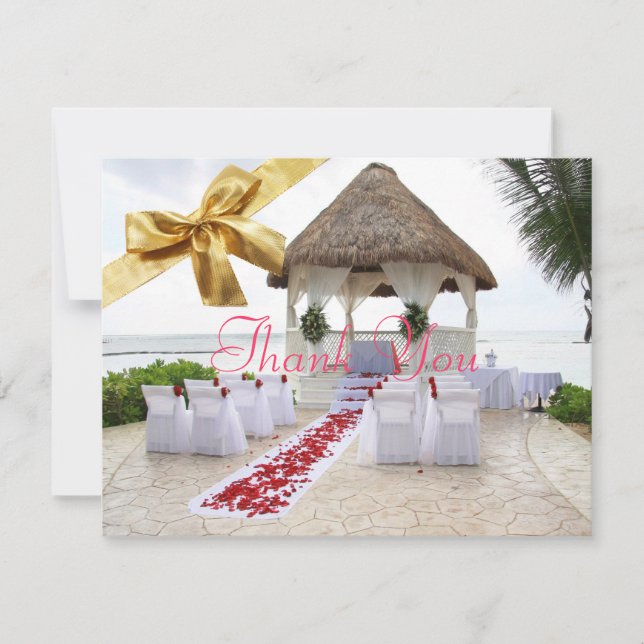 Gazebo auf der Strand-Hochzeit danken Ihnen Card2 Dankeskarte (Vorderseite)