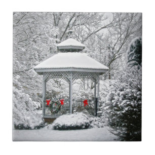 Gazebo im Schnee Fliese
