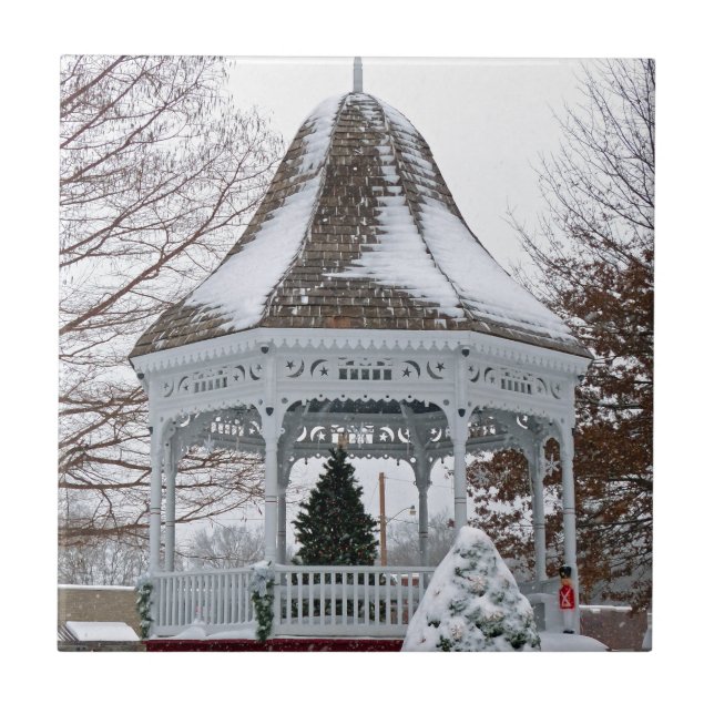 Gazebo im Schnee Fliese (Vorderseite)