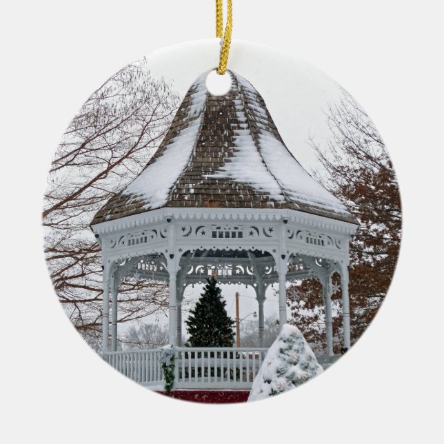 Gazebo im Schnee Keramik Ornament (Vorne)