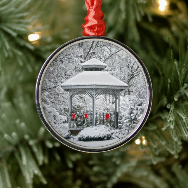 Gazebo in der Schneemetallschmuck Ornament Aus Metall (Baum)
