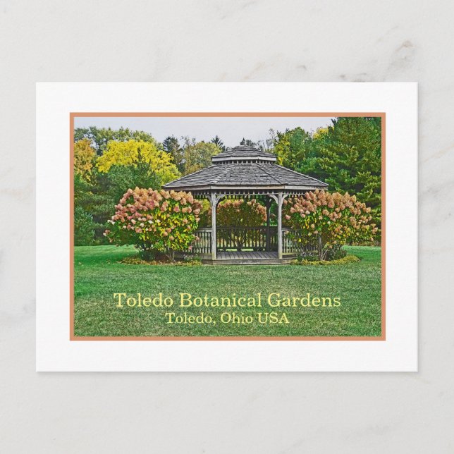 GAZEBO UND HYDRANGEE/TOLEDO BOTANISCHE GARTEN POSTKARTE (Vorderseite)