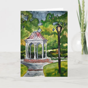 gazebo watercolor painting garden nature karte