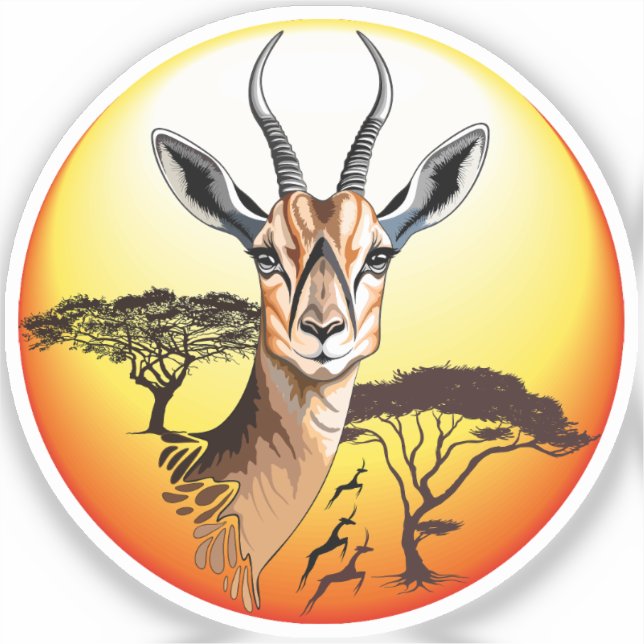 Gazelle African Antelope Wild Animal Aufkleber (Vorderseite)
