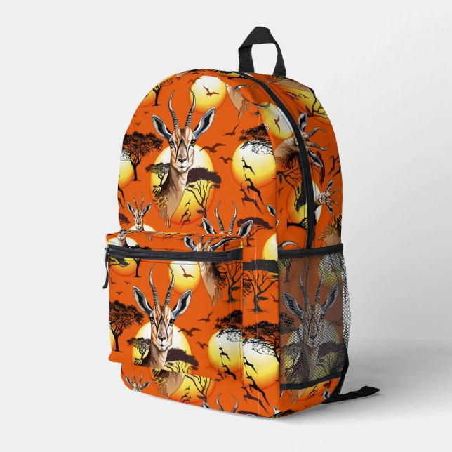 Gazelle African Antelope Wild Animal Bedruckter Rucksack (Rückseitige Ecke Rechts)