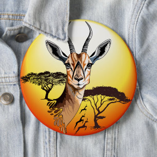 Gazelle African Antelope Wild Animal Button