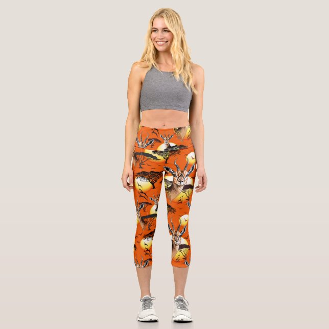 Gazelle African Antelope Wild Animal Capri Leggings (Vorderseite)