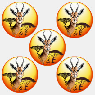 Gazelle African Antelope Wild Animal Etiketten