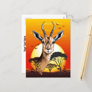Gazelle African Antelope Wild Animal Feiertagspostkarte