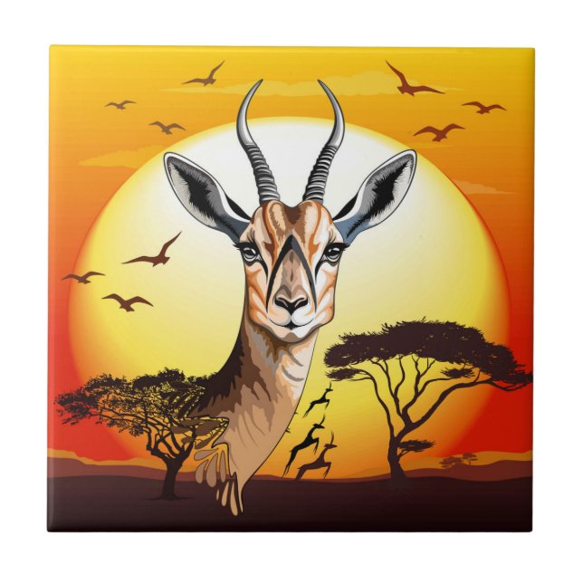 Gazelle African Antelope Wild Animal Fliese (Vorderseite)