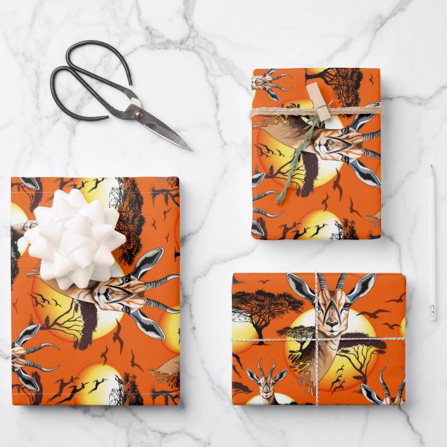Gazelle African Antelope Wild Animal Geschenkpapier Set (Vorderseite)