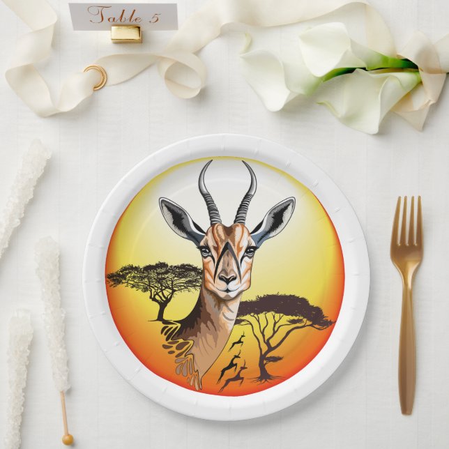 Gazelle African Antelope Wild Animal Pappteller (Hochzeit)