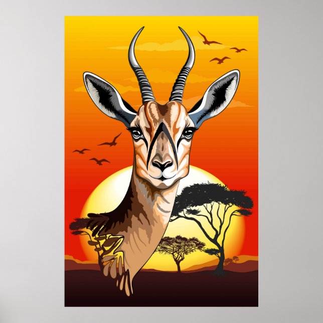 Gazelle African Antelope Wild Animal Poster (Vorne)